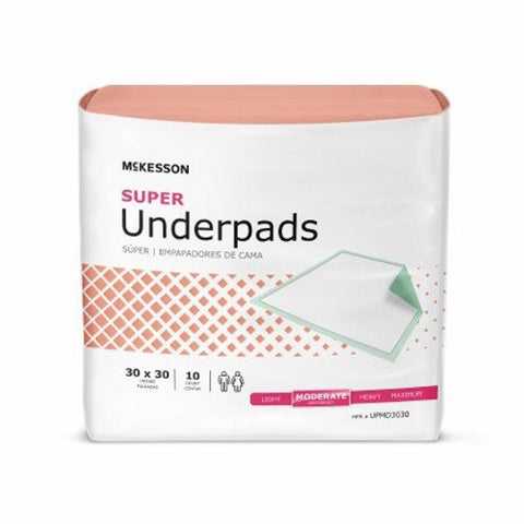 Disposable Underpad 30 X 30 Inch Fluff Polymer Moderate Absorbency UPMD3030-100 Green Case of 150 by McKesson