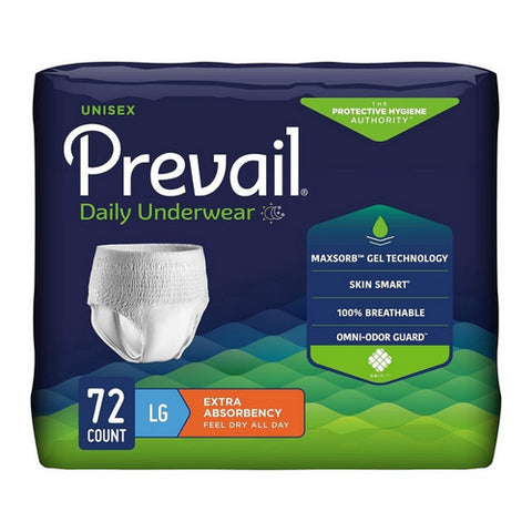First Quality, Female Adult Absorbent Underwear Prevail  Daily Underwear Pull On with Tear Away Seams Large Disposa, Case Of 4