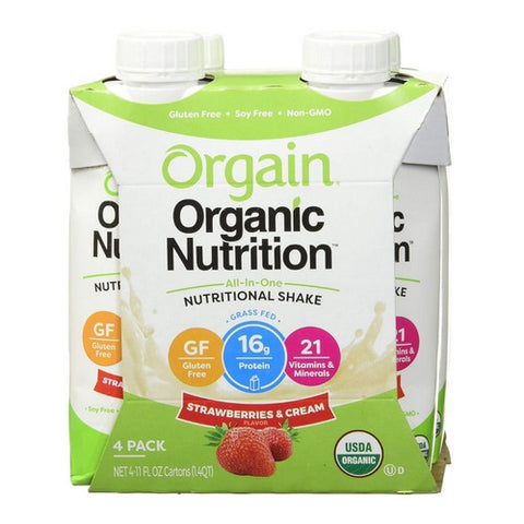 Orgain, Organic Nutritional Shake Strawberries And Cream Flavor Liquid Oral Supplement, 11 Oz
