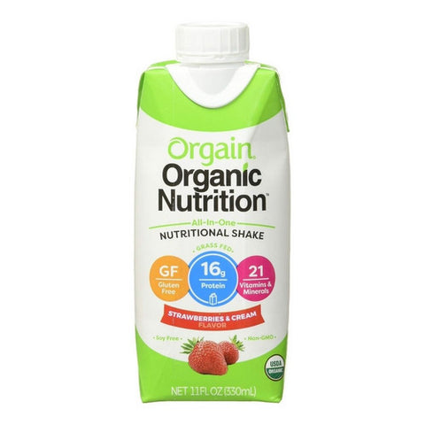Orgain, Organic Nutritional Shake Strawberries And Cream Flavor Liquid Oral Supplement, 11 Oz