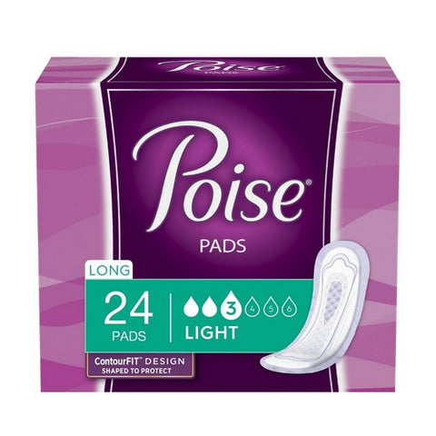Kimberly Clark, Bladder Control Pad Poise  Long Length Light Absorbency Absorb-Loc  Core One Size Fits Most Adult Fe, Case Of 4