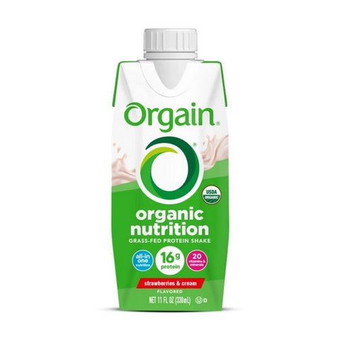 Orgain, Organic Nutritional Shake Strawberries And Cream Flavor Liquid Oral Supplement, Count of 12