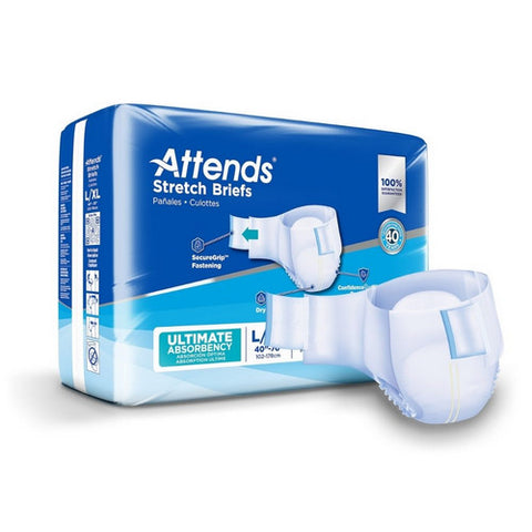 Attends, Unisex Adult Incontinence Brief Stretch Large / X-Large Disposable Heavy Absorbency, Count of 24