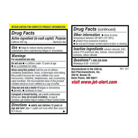 Jet-Alert, Caffeine Tablets, 200 mg, 90 Caplets
