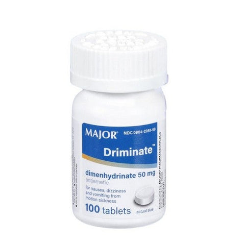 Major Pharmaceuticals, Driminate Motion Sickness, 50 MG, 100 Tabs Major Pharmaceuticals