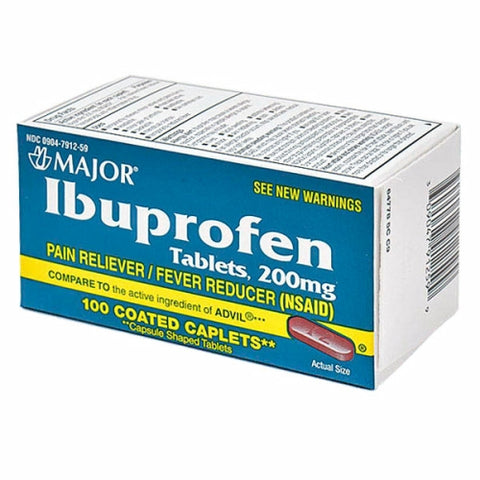 Major Pharmaceuticals, Ibuprofen Caplet Brown, 200 Mg, 100 Tabs
