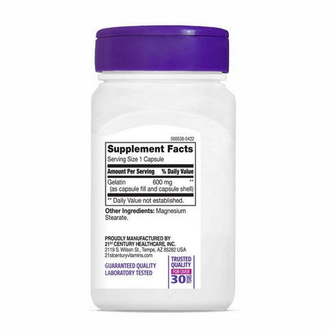 21st Century, Gelatin, 600 mg, 100 Caps 21st Century