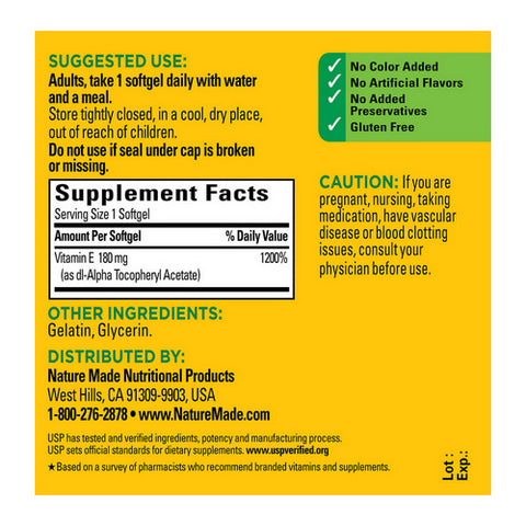 Nature Made, Vitamin E DL-Alpha, 400 IU, 100 Softgels
