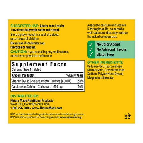 Nature Made, Calcium with Vitamin D, 500 mg, 120 Tabs