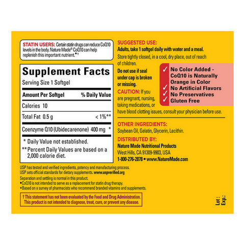Nature Made, CoQ 10, 400 mg, 40 Liquid Softgels