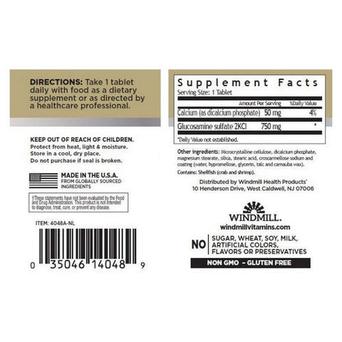 Windmill Health, Glucosamine Sulfate, 750 mg, 30 Caps Windmill Health