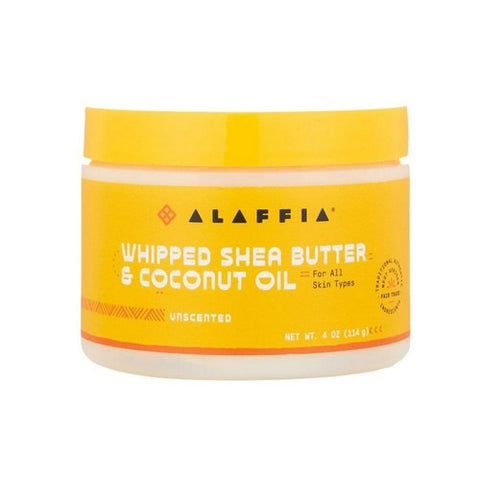 Alaffia, Whipped Shea Butter And Coconut Oil Unscented, 4 Oz Alaffia