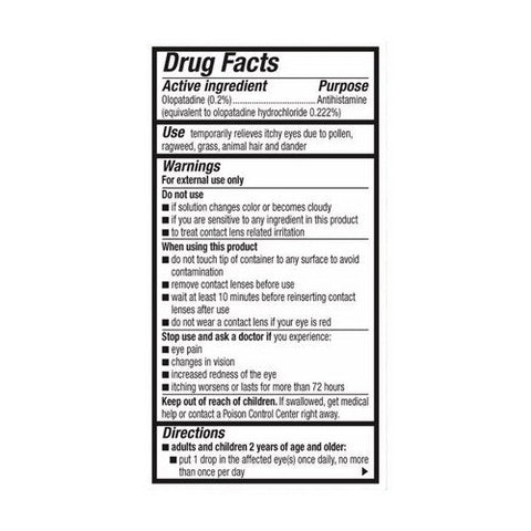 Pataday, Olopatadine Hydrochloride Ophthalmic 0.2% Eye Allergy Itch Relief Solution Once Daily Original, 2.5 ml Pataday