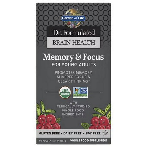 Garden of Life, Dr. Formulated Brain Health Memory & Focus for Young Adults, 60 Tablets