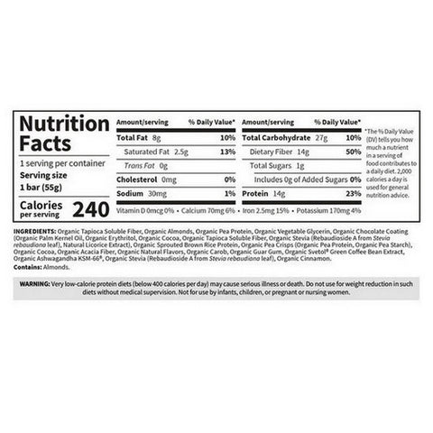 Garden of Life, Organic Fit Bar Chocolate Almond Brownie, 12 Count