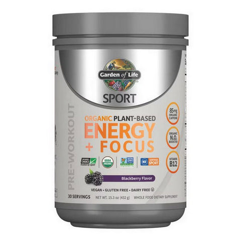 Garden of Life, SPORT Organic Pre-Workout Energy plus Focus Blackberry Powder, 15.3 Oz