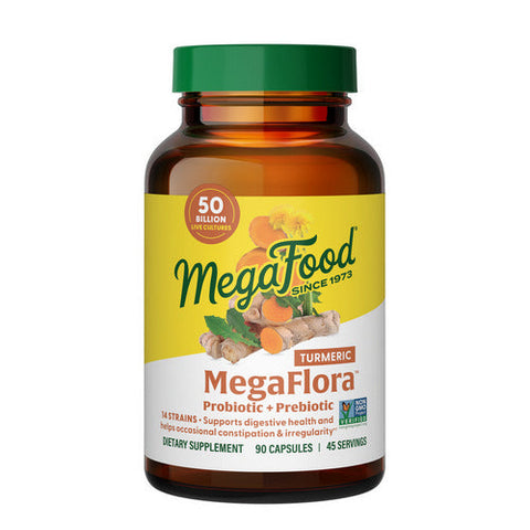 MegaFood, MegaFlora Probiotic with Turmeric, 90 Caps MegaFood