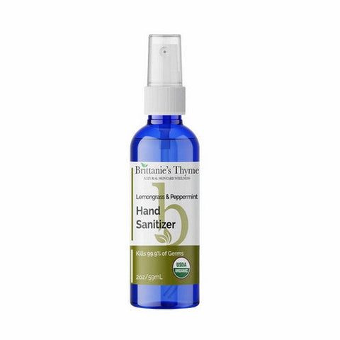 Brittaine's Thyme, Organic Hand Sanitizer, Lemongrass & Peppermint 2 Oz Brittaine's Thyme