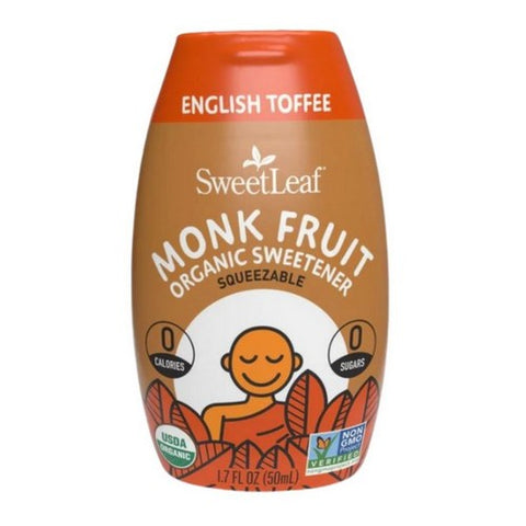 Sweetleaf Stevia, Monk Fruit Organic Sweetener Concentrate, English Toffee 1.7 Oz Sweetleaf Stevia