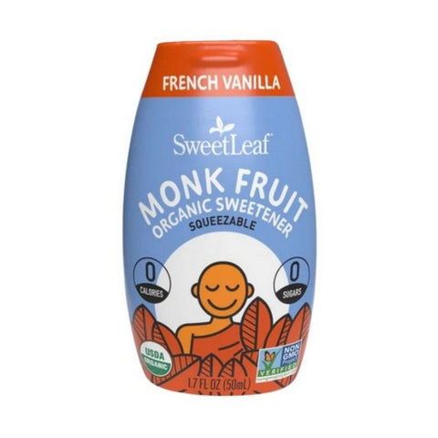 Sweetleaf Stevia, Organic Monk Fruit Sweetener Squeezable French Vanilla, 1.7 Oz Sweetleaf Stevia