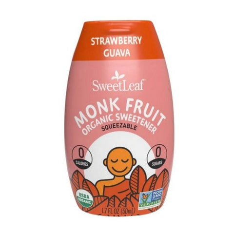 Sweetleaf Stevia, Monk Fruit Organic Sweetener Concentrate, Strawberry Guava 1.7 Oz