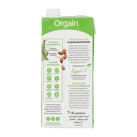 Orgain, Organic Protein Almond Milk Unsweetened Vanilla, 32 Oz(Case Of 6)