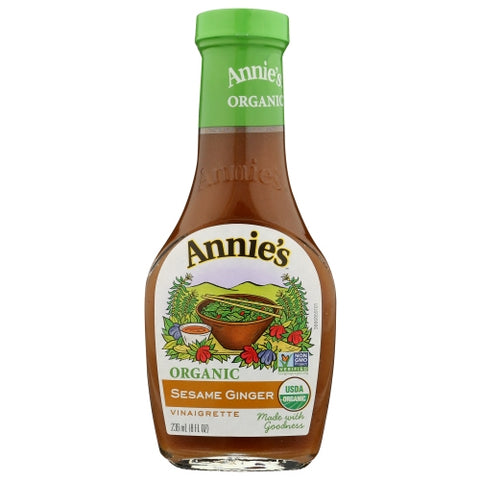 Annie's Homegrown, Organic Sesame Ginger Vinaigrette Dtressing, 8 Oz(Case Of 6)