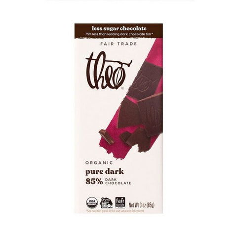 Theo Chocolate, Pure Dark Chocolate Bars, 3 Oz(Case Of 12)