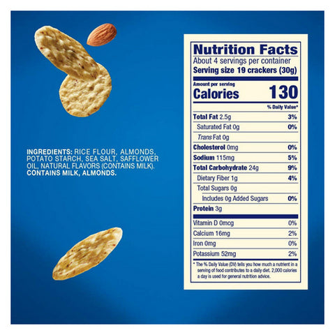 Blue Diamond, Almond Nut-Thins Rice Cracker Snacks with Almonds Original, 4.25 Oz(Case Of 12)