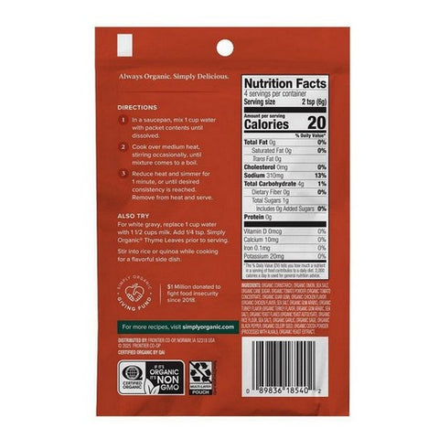 Simply Organic, Organic Chicken Flavored Gravy Mix, 0.85 Oz