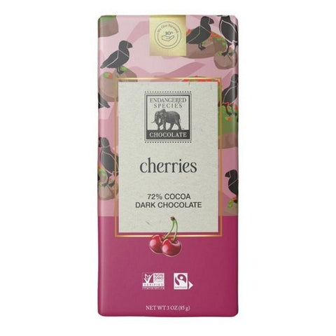 Endangered Species, Vibrant Cherries Dark Chocolate Bar, 3 Oz(Case Of 12)