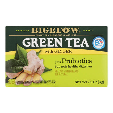 Bigelow, Green Tea With Ginger Plus Probiotics, 0.9 Oz(Case Of 6)