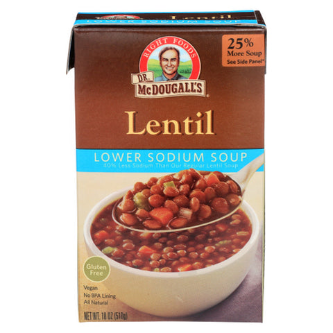 Dr. Mcdougall's, Lo Wer Sodium Lentil Soup, 18 Oz(Case Of 6)
