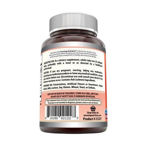 Amazing Nutrition, Amazing Omega Wild Alaskan Salmon Oil, 2000 mg, 180 Softgels Amazing Nutrition