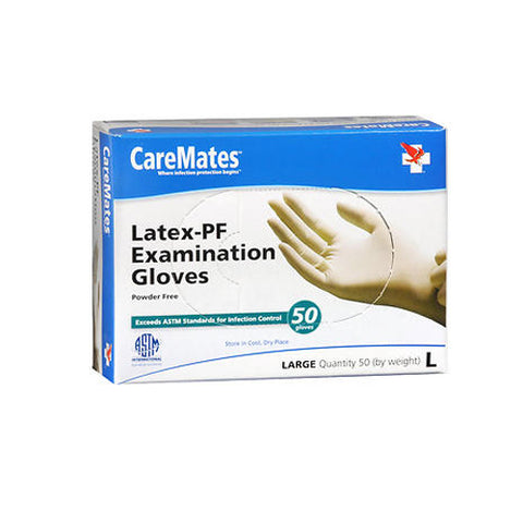 Caremates, Latex-Pf Examination Gloves Large, 50 Each