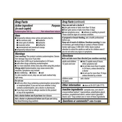 Good Sense, Acetaminophen, 500 Mg, 100 Caplets Good Sense