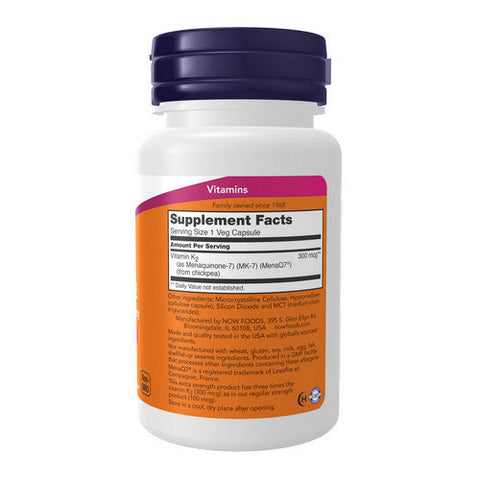 Now Foods, MK-7 Vitamin K-2 Extra Strength, 300 Mcg, 60 Veg Caps Now Foods