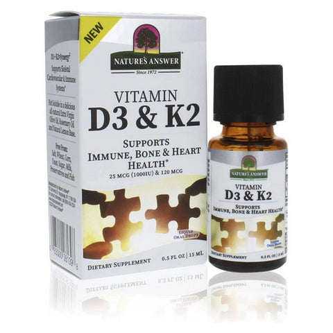 Nature's Answer, Vitamin D3 And K2 Drops, 0.5 Oz