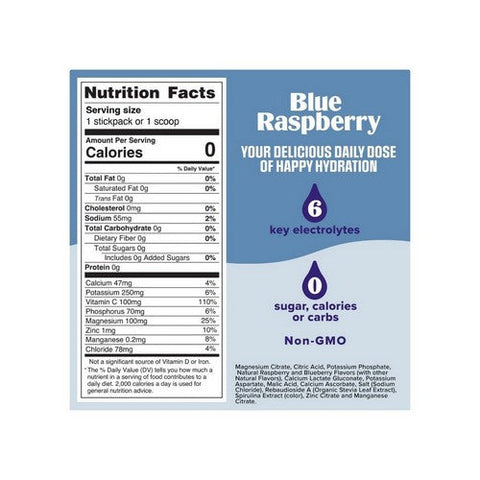 Ultima Replenisher, Daily Electrolyte Powder Drink Mix Blue Raspberry, 30 Servings Ultima Replenisher