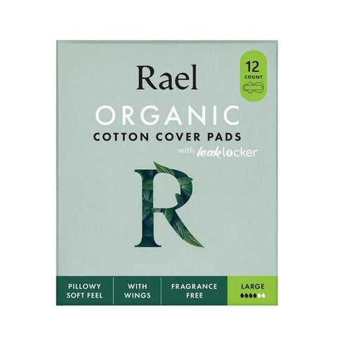 Rael, Organic Cotton Cover Pads Large, 12 Count