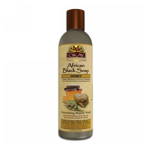 Okay Pure Naturals, African Black Soap Liquid, Honey 8 Oz