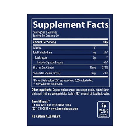 Trace Minerals, Zinc Gummies Elderberry, 60 Count Trace Minerals