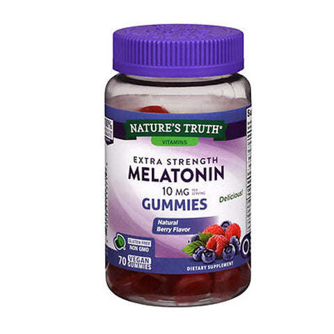 Nature's Truth, Vitamins Extra Strength Melatonin Vegan Gummies Natural Berry Flavor, 10 Mg, 70 Gummies