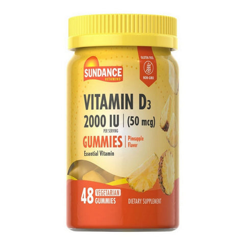 Sundance, Vitamins Vitamin D3 Vegetarian Gummies Natural Pineapple, 48 Count