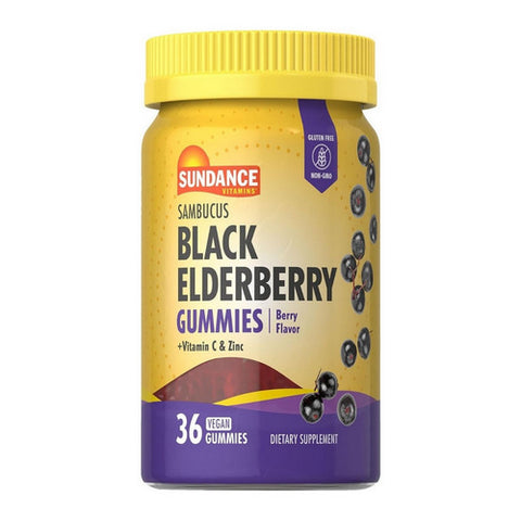 Sundance, Vitamins Black Elderberry Vegan Gummies Natural Berry Flavor, 36 Count