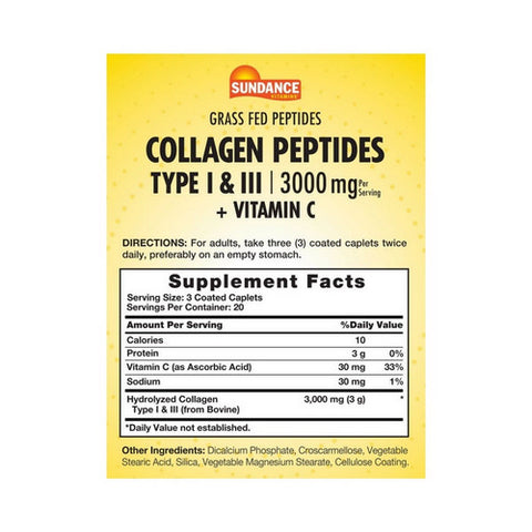 Sundance, Vitamins Hydrolyzed Collagen Coated Caplets, 1000 Mg, 60 Caplets