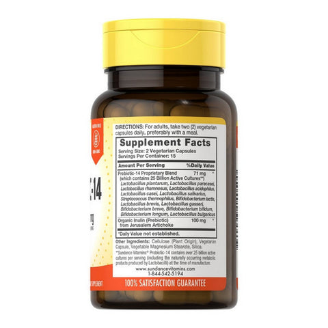 Sundance, Vitamins Probiotic-14 Vegetarian, 30 Caps