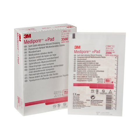 3M, 3M Medipore +Pad Soft Cloth Dressings 3Â½ x 4 Inch, Box Of 25