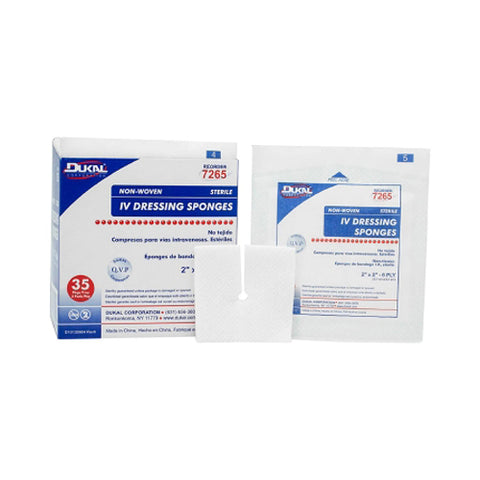 Dukal, Sterile I.V. / Drain Split Dressing 2 x 2 Inch, Box Of 35