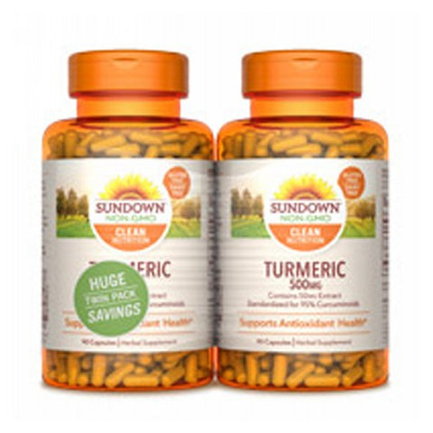 Sundown Naturals, Turmeric Twin Pack, 500mg, 90 + 90 Count